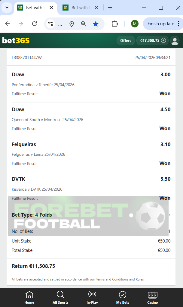 four vip fixed matches 25.04.2026