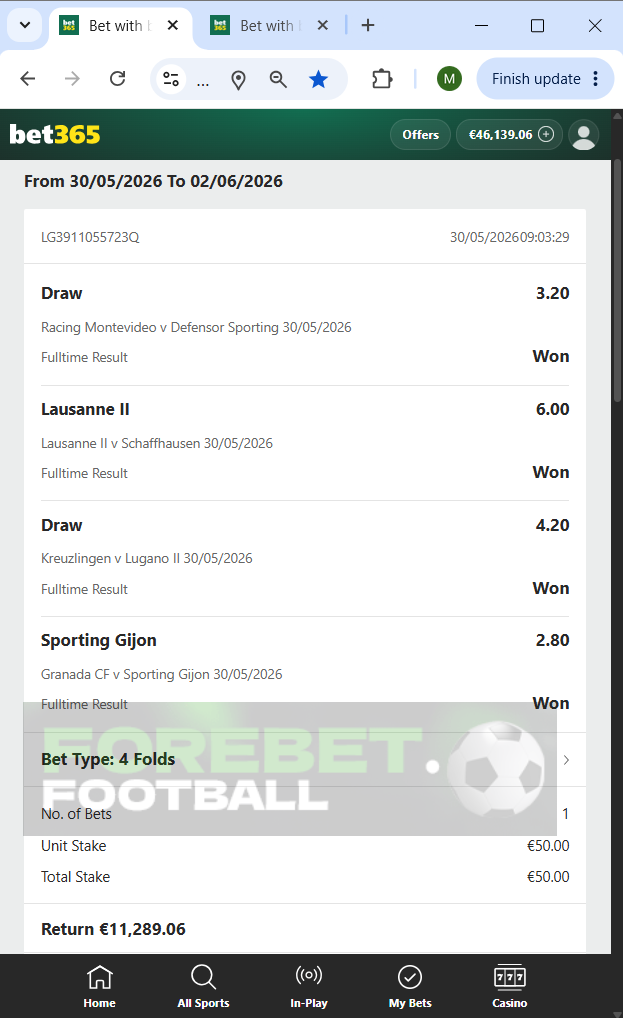 four vip fixed matches 30.05.2026