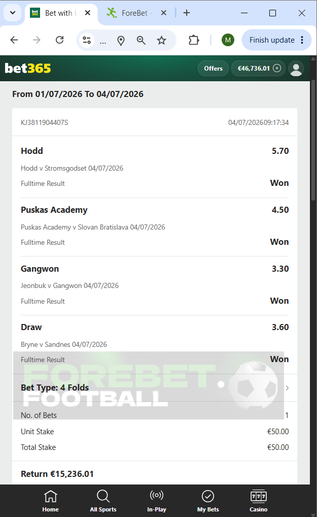 four vip fixed matches 04.07.2026
