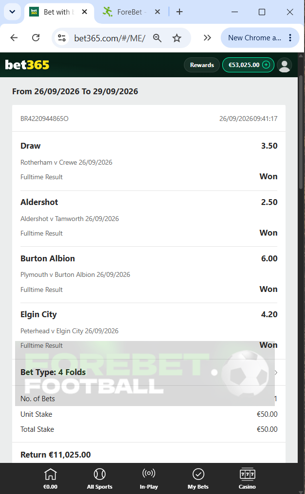 four vip fixed matches 26.09.2026
