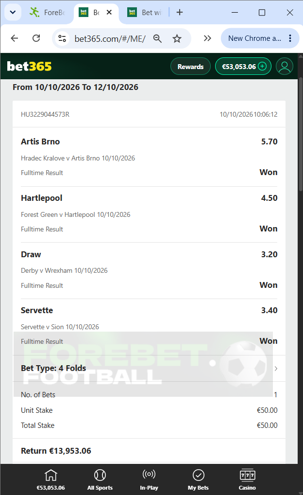 four vip fixed matches 10.10.2026